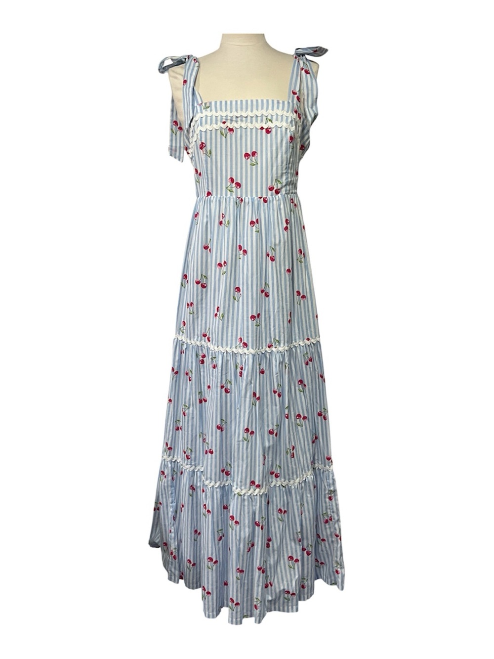 RACHEL ZOE Cherry Print Dress With Rickrack Trim 4